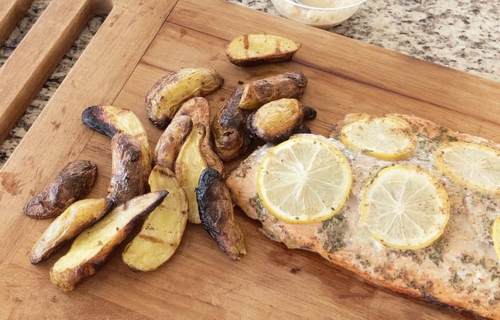 Easy Honey Mustard Salmon on the Grill with a Cedar Twist