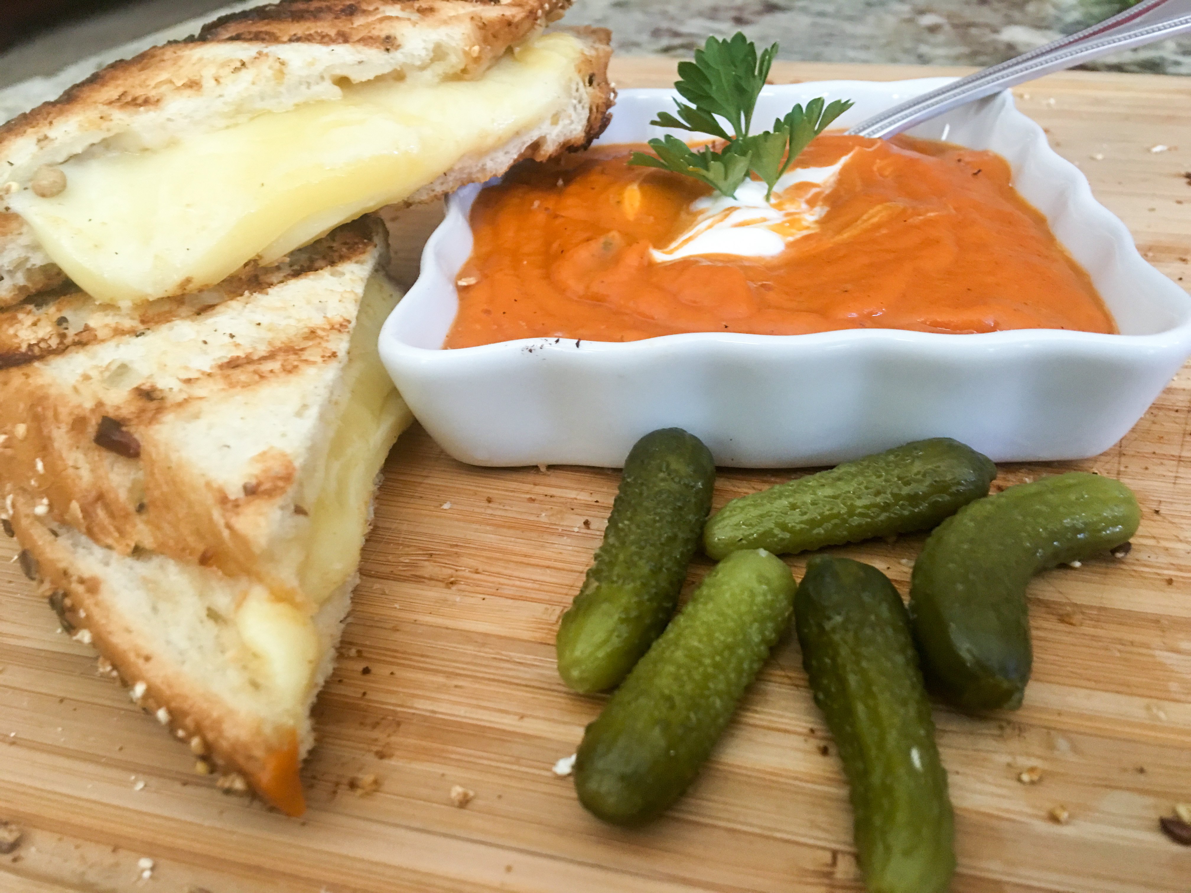Healthy Grilled Cheese with a Side of Tomato Soup