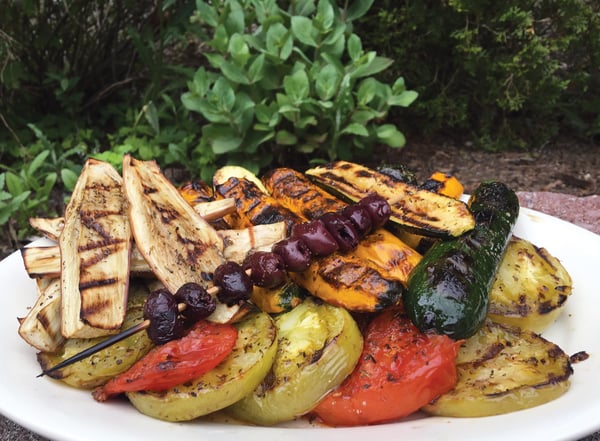 Grilled Eggplant Caponata and Summer Vegetables