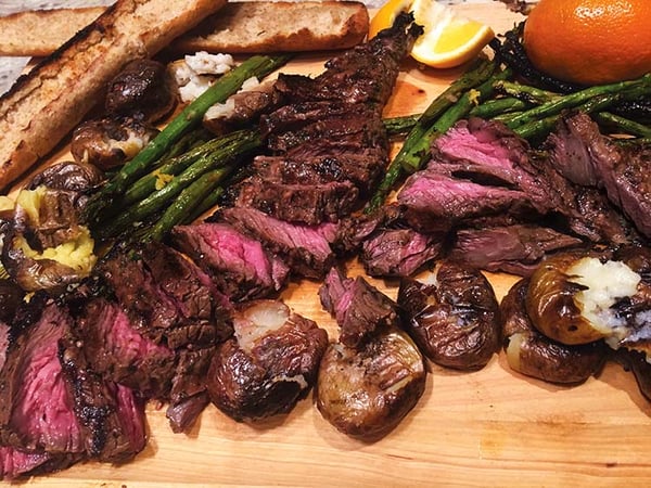 Grilled Skirt Steak with Chocolate Banana Compound Butter