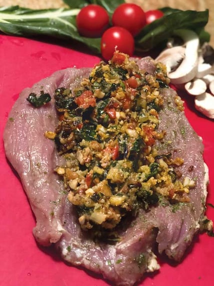 Garden to Grill: Swiss Chard Stuffed Grilled Pork Tenderloin